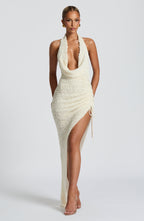 Loovay Rivana Halter Midi Jurk met Split