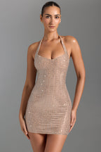 Loovay Amolisse Jurk, Halter Mini met Strassdetails