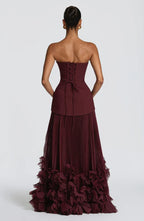 Loovay Rayovelle Strapless Maxi Jurk met Bloemdetails