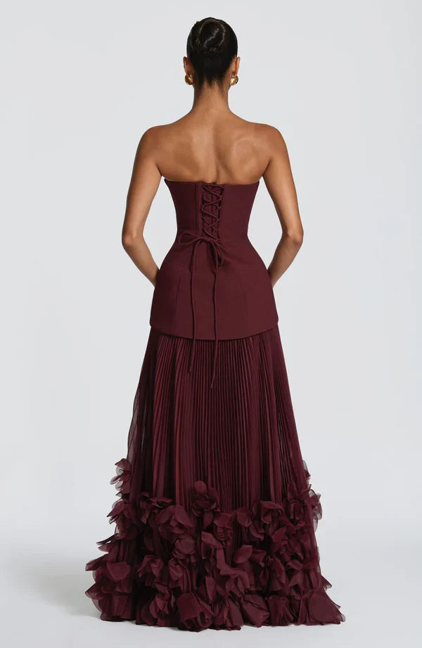 Loovay Rayovelle Strapless Maxi Jurk met Bloemdetails
