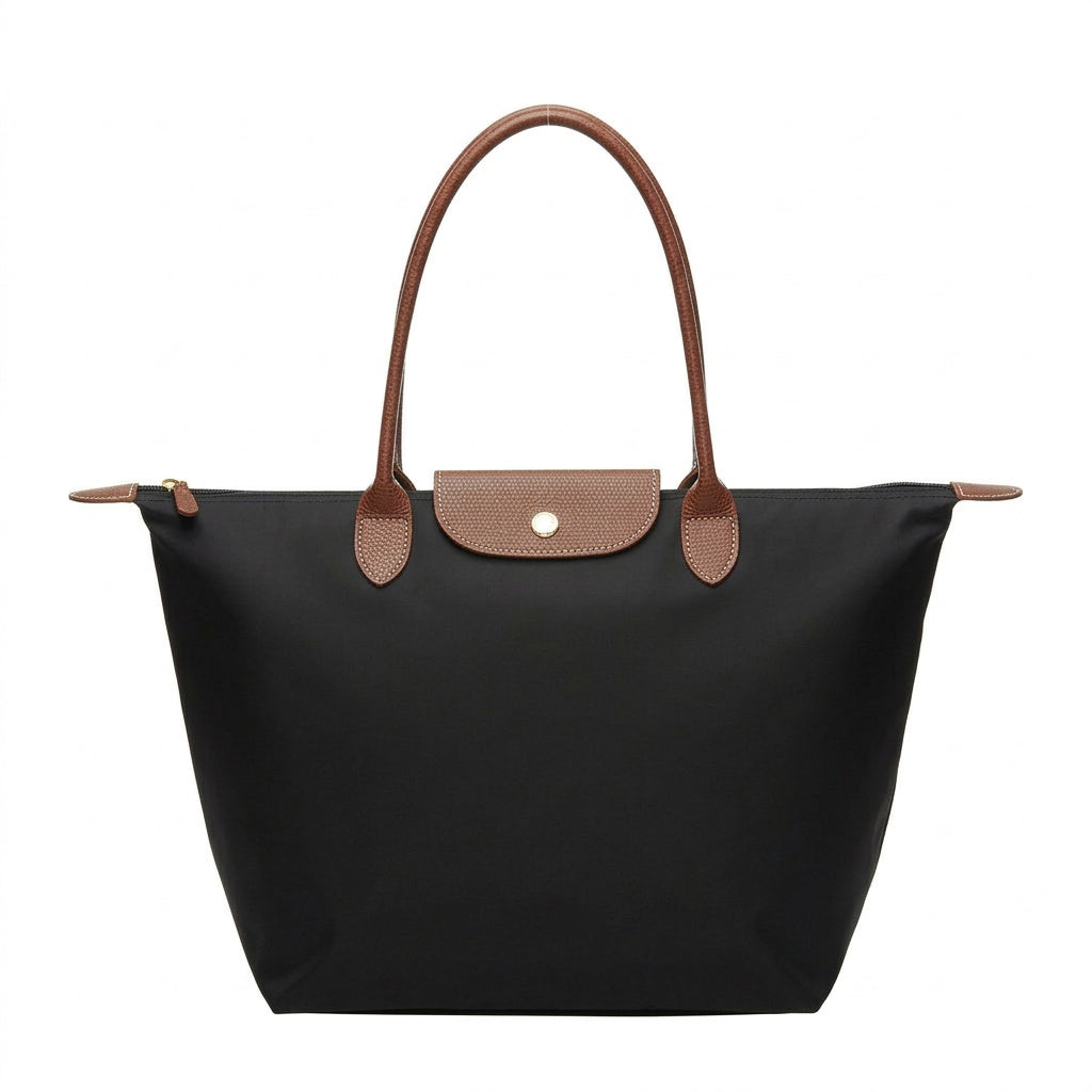 Loovay Norvella Tas, Nylon Met Leren Details