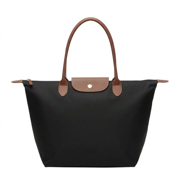 Loovay Norvella Tas, Nylon Met Leren Details
