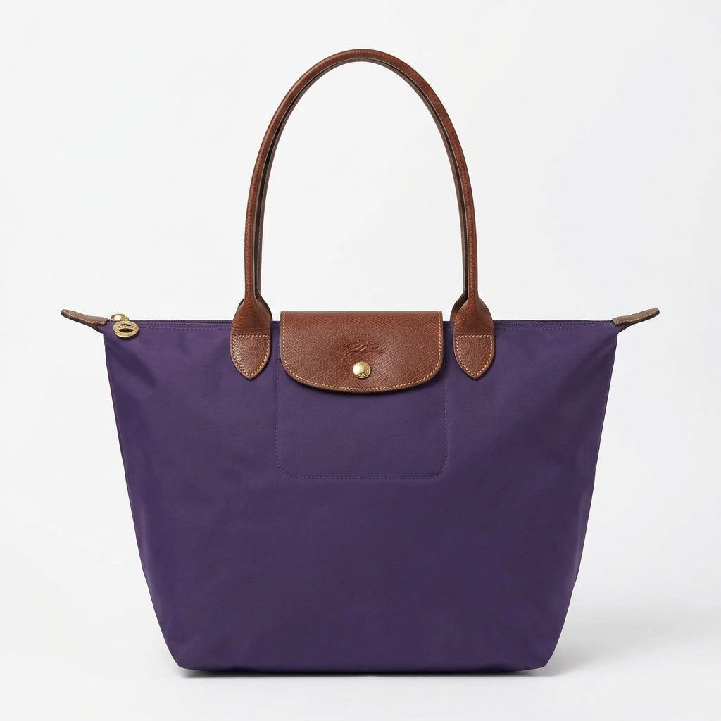 Loovay Norvella Tas, Nylon Met Leren Details