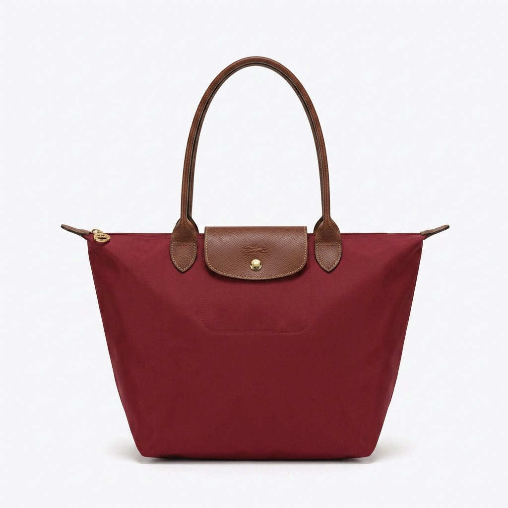 Loovay Norvella Tas, Nylon Met Leren Details