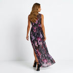Loovay Maxi Jurk, dames, V hals, bloemenprint, elastische taille