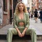Loovay Cargo Co-ord, dames, wide leg broek, flapzakken