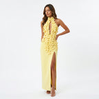 Loovay Bandage Maxi Jurk, 3D bloemen