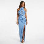Loovay Bandage Maxi Jurk, 3D bloemen