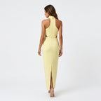 Loovay Bandage Maxi Jurk, 3D bloemen