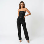 Loovay Glitter Set, dames set, strapless top, high waist broek