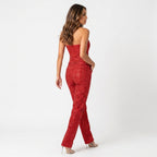 Loovay Glitter Set, dames set, strapless top, high waist broek