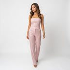 Loovay Glitter Set, dames set, strapless top, high waist broek