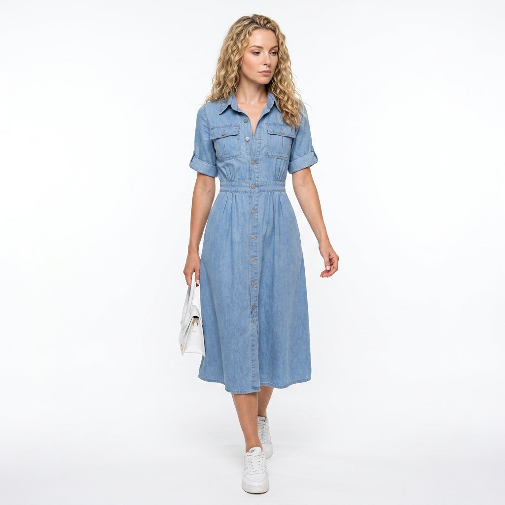 Loovay Midi Jurk, denim design