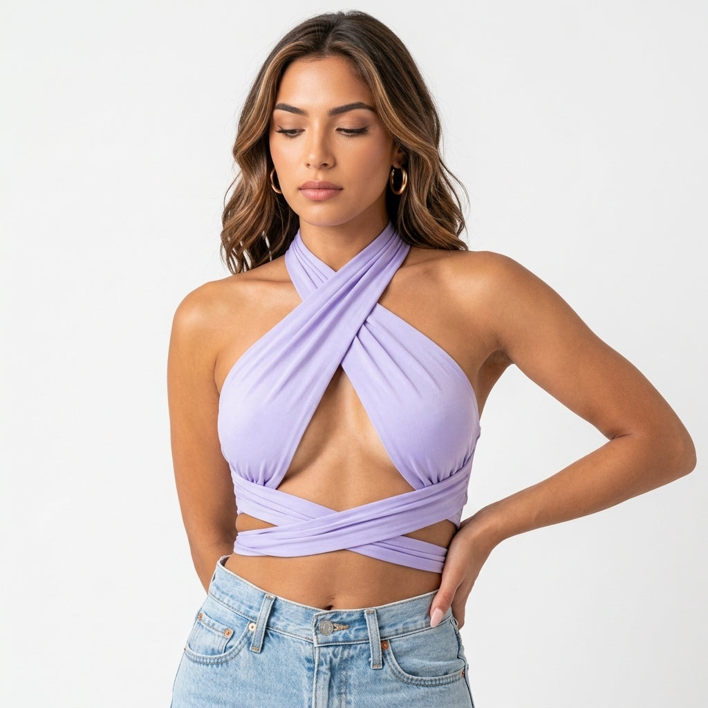 Loovay Halter Top, Criss Cross Design