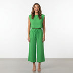 Loovay Minimalistische Linnen Set - Dames Ademende Tweedelige Set