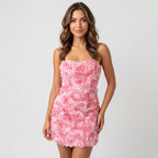 Loovay Strapless Jurk, Bloemenmotief