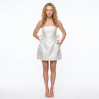 Loovay Off Shoulder Mini Jurk, champagne look