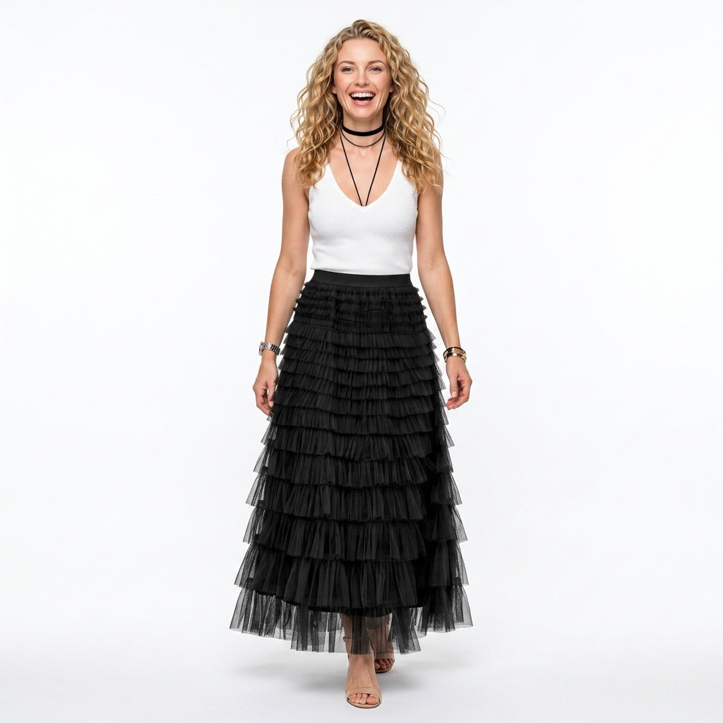 Loovay Tule Maxi Rok - Vrouwen Luchtige Rok