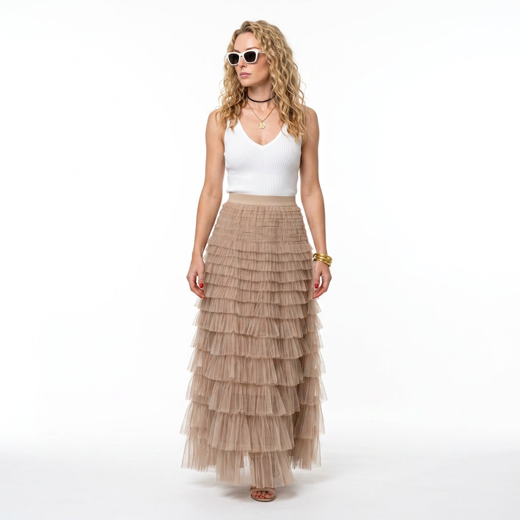 Loovay Tule Maxi Rok - Vrouwen Luchtige Rok