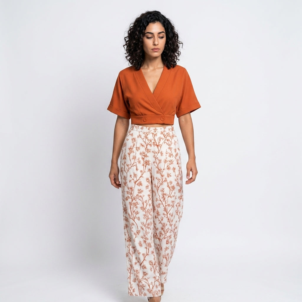 Loovay Tweedelige Set, Palazzo Broek Met Print