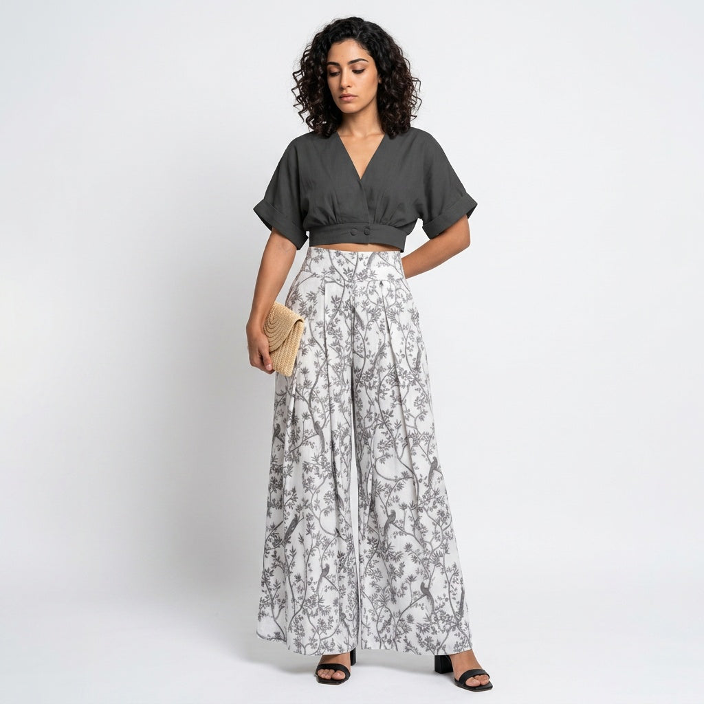 Loovay Tweedelige Set, Palazzo Broek Met Print