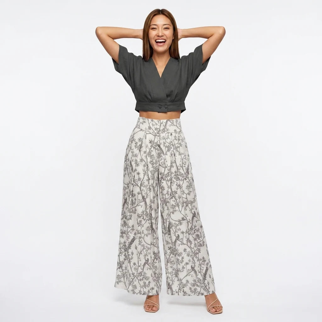 Loovay Tweedelige Set, Palazzo Broek Met Print