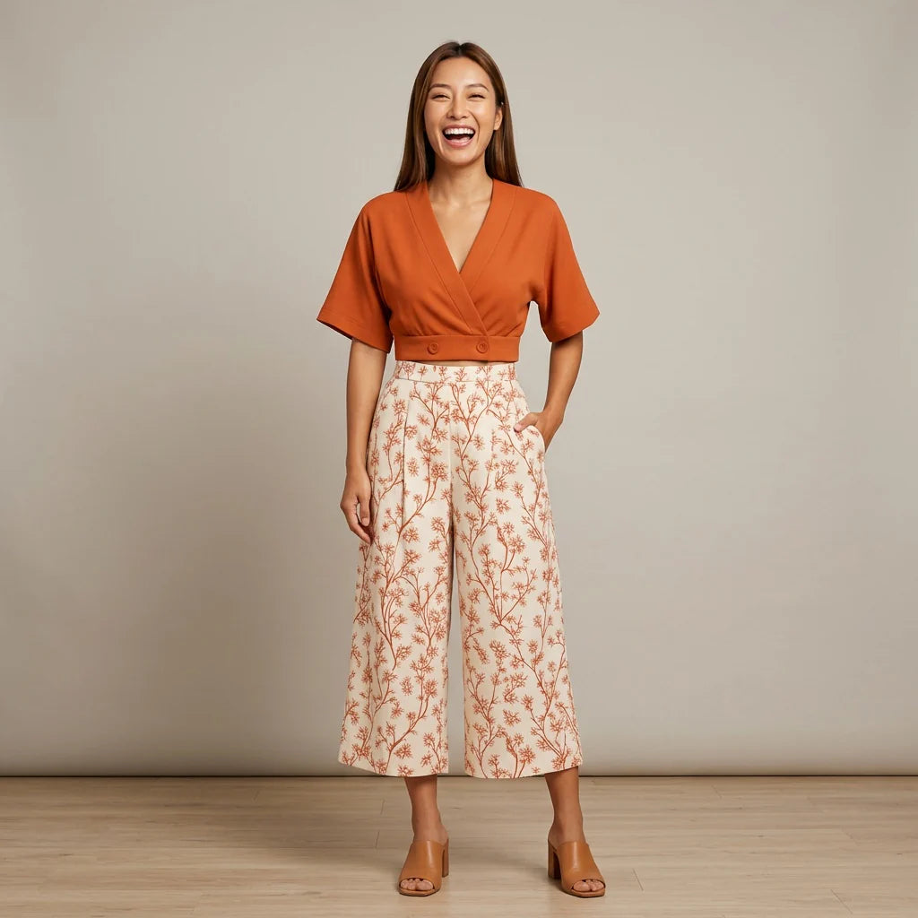 Loovay Tweedelige Set, Palazzo Broek Met Print