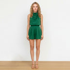 Loovay Korte Jumpsuit, Satijnen Afwerking