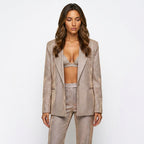 Loovay Glitter Suit, dames, driedelig, blazer en broek, getailleerd