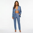 Loovay Glitter Suit, dames, driedelig, blazer en broek, getailleerd