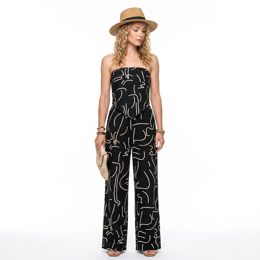 Loovay Abstracte set - Dames Strapless Set