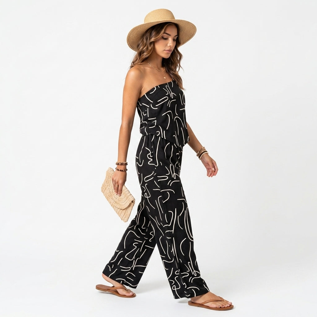 Loovay Abstracte set - Dames Strapless Set