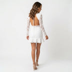 Loovay Mini Jurk, Kant Met Open Rug