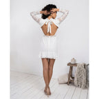 Loovay Mini Jurk, Kant Met Open Rug