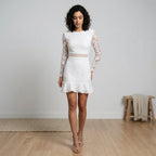 Loovay Mini Jurk, Kant Met Open Rug
