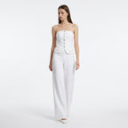 Loovay Strapless Jumpsuit, Wijde Pijpen