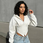 Loovay Sculpt Hoodie, cropped, korsetdetail