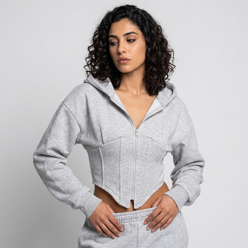 Loovay Sculpt Hoodie, cropped, korsetdetail
