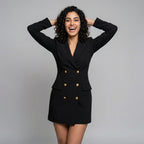 Loovay Blazer Dress, dames jurk, double breasted, getailleerd