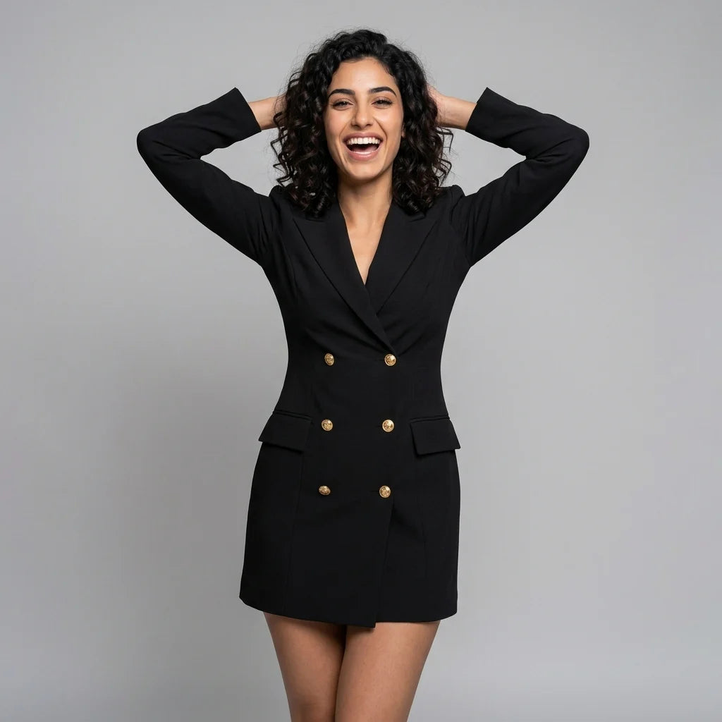 Loovay Blazer Dress, dames jurk, double breasted, getailleerd