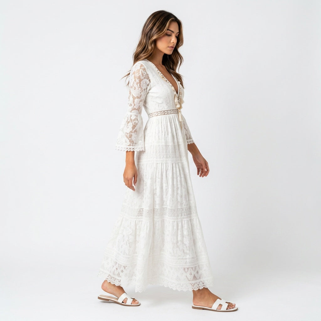 Loovay Maxi Jurk, Bloemenprint Boho Design