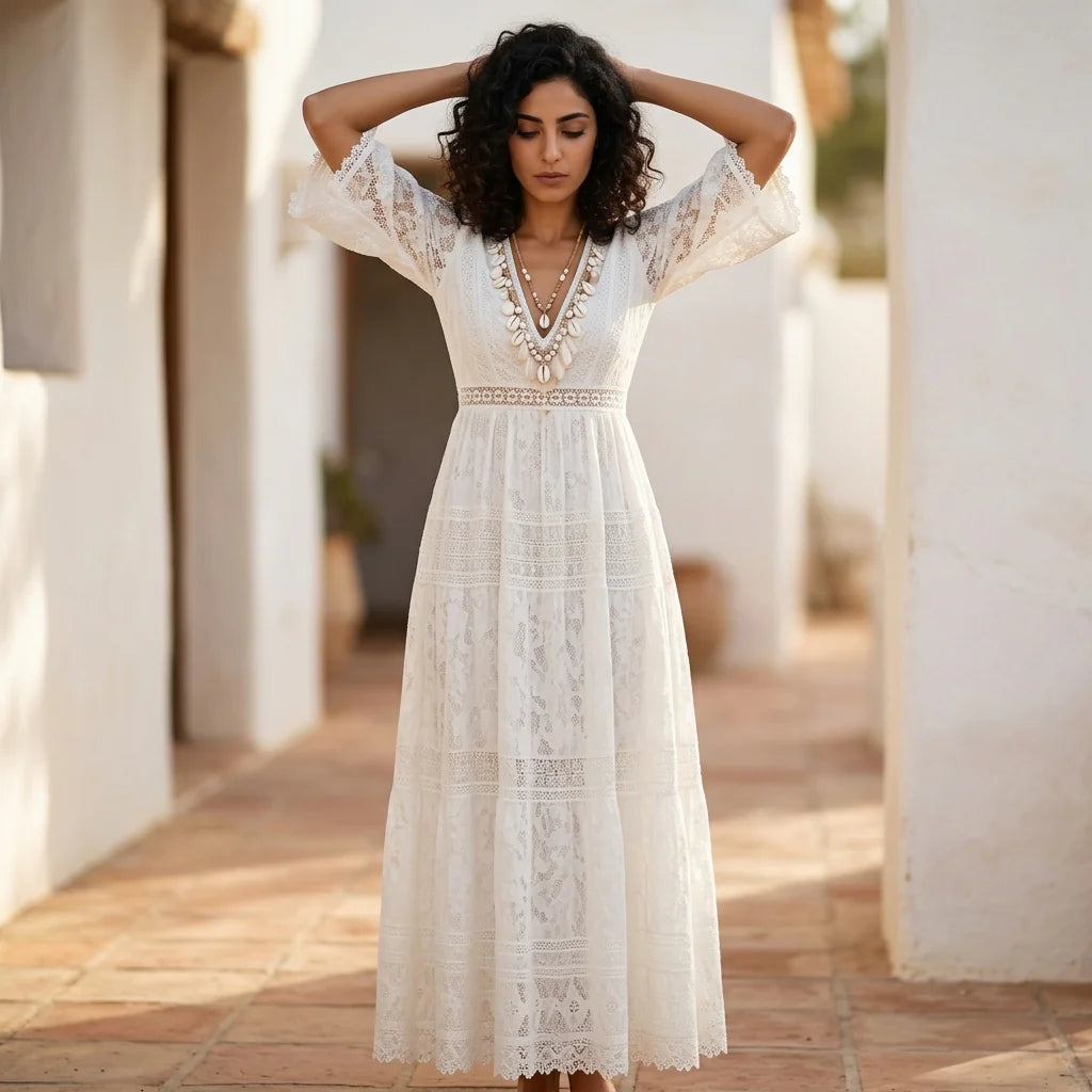Loovay Maxi Jurk, Bloemenprint Boho Design
