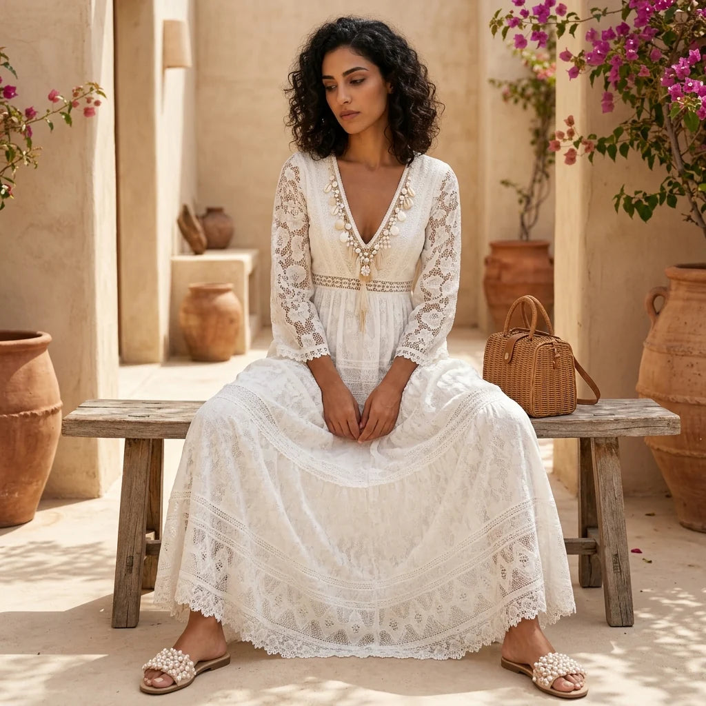 Loovay Maxi Jurk, Bloemenprint Boho Design