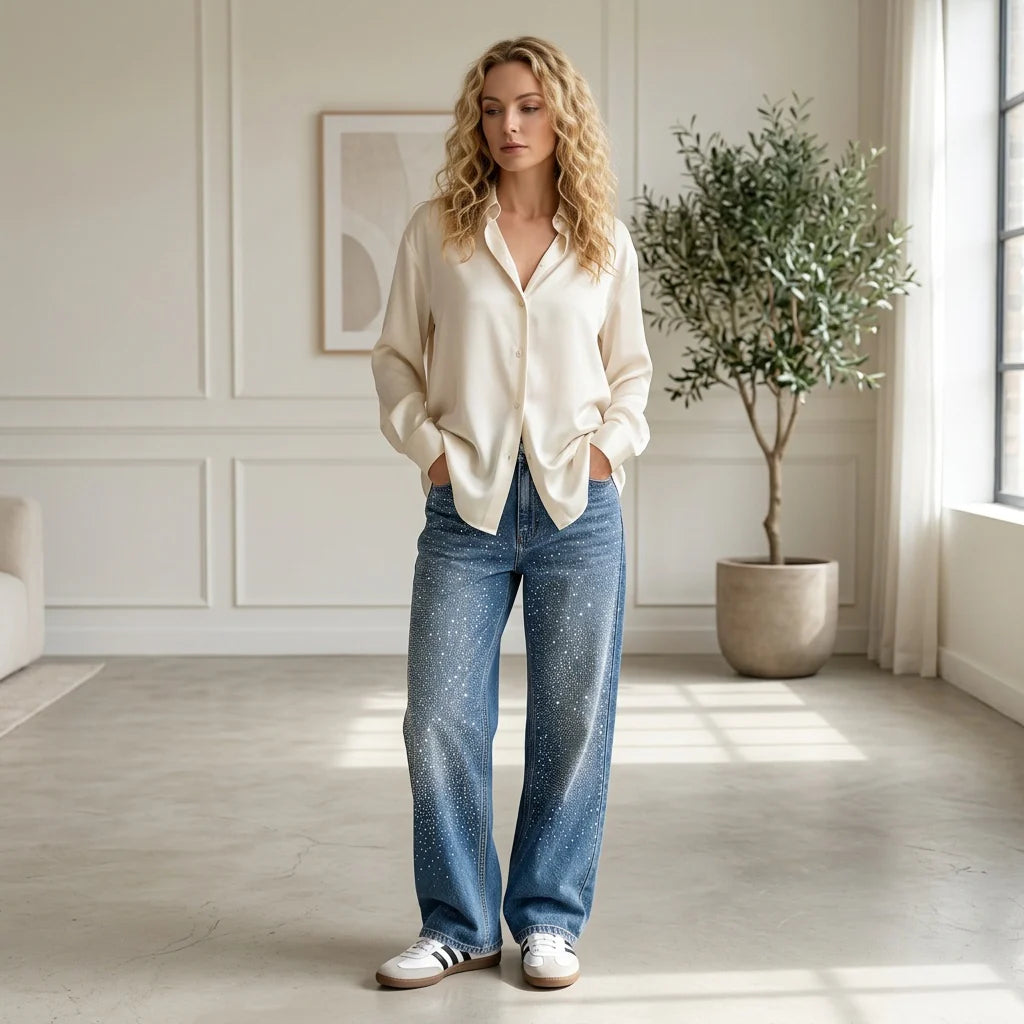 Loovay Balloon Jeans, glitter details