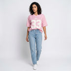 Loovay Oversized jersey t-shirt met nummerprint