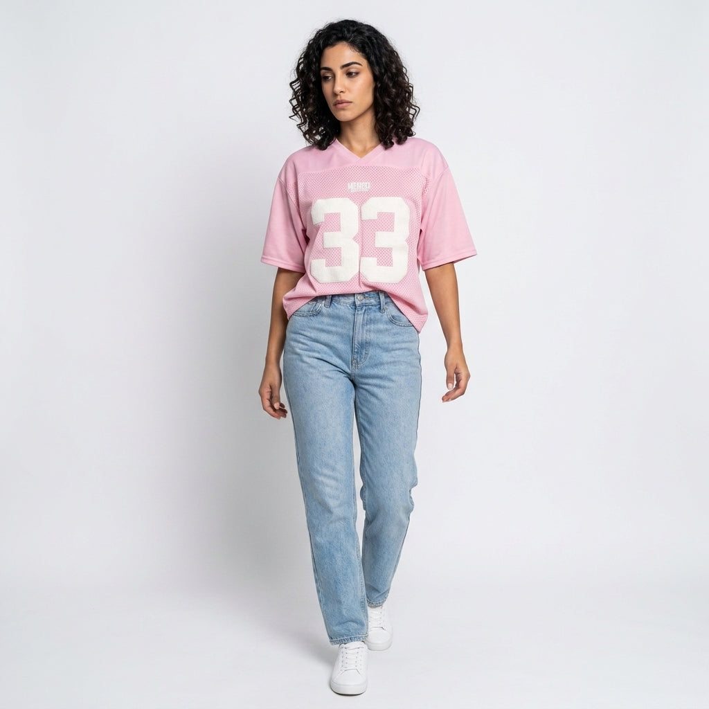 Loovay Oversized jersey t-shirt met nummerprint