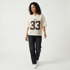 Loovay Oversized jersey t-shirt met nummerprint