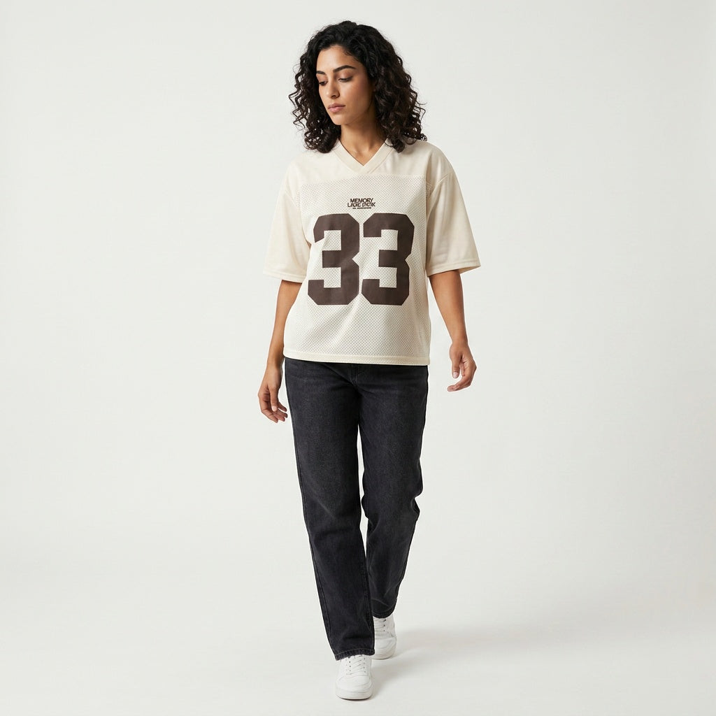 Loovay Oversized jersey t-shirt met nummerprint