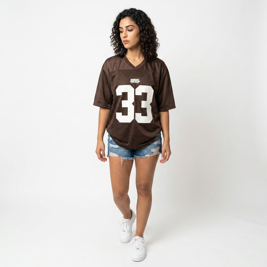 Loovay Oversized jersey t-shirt met nummerprint