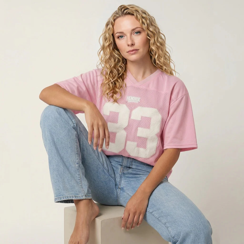 Loovay Oversized jersey t-shirt met nummerprint